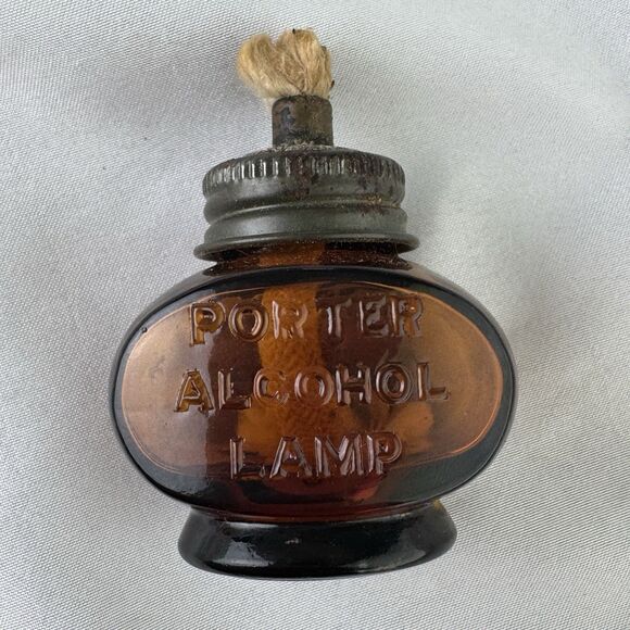 Porter Alcohol Lamp Amber With Lid And Wick - Picture 2 of 6